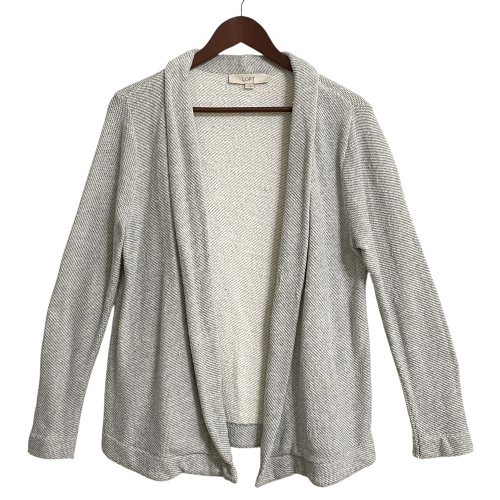 LOFT Grey Open Cotton Cardigan Medium Weight - Sz S